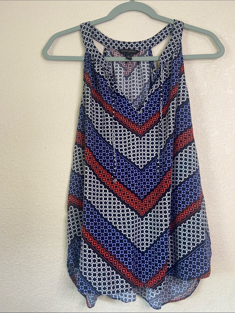 Banana Republic Navy, White & Blush Geo Print Dress